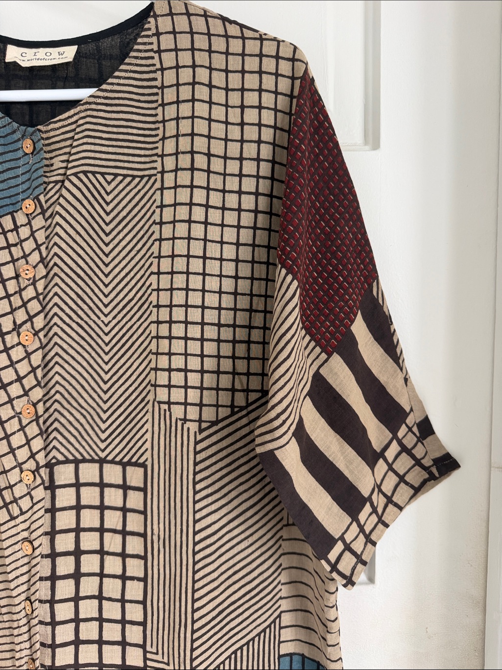 World Of Crow Patterned Short Sleeve Shirt Dress — image 5 of 8